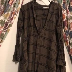Flannel green dress/Duster